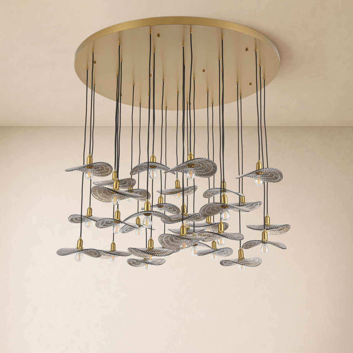 Mirelune Glass Disc Round Chandelier 48"D 