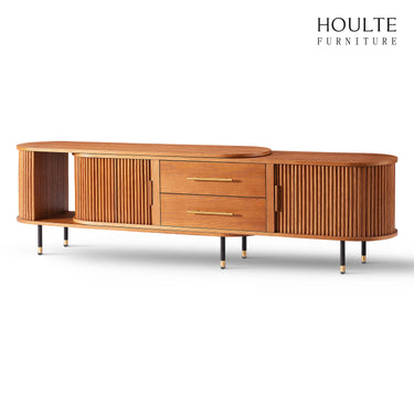Ewan Oak Extendable Media Console 78.74" to 110.24"