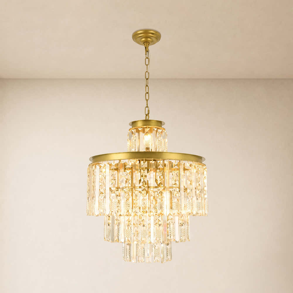 Lucentra Crystal Tiered Round Pendant 20"D#Finish_Gold