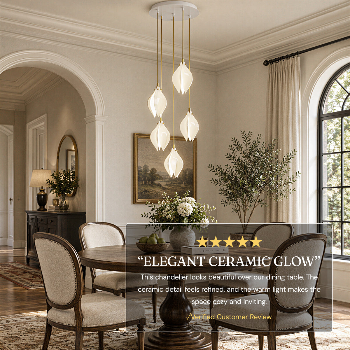 Veylune Ceramic Flower Cluster Chandelier 8"-48"D