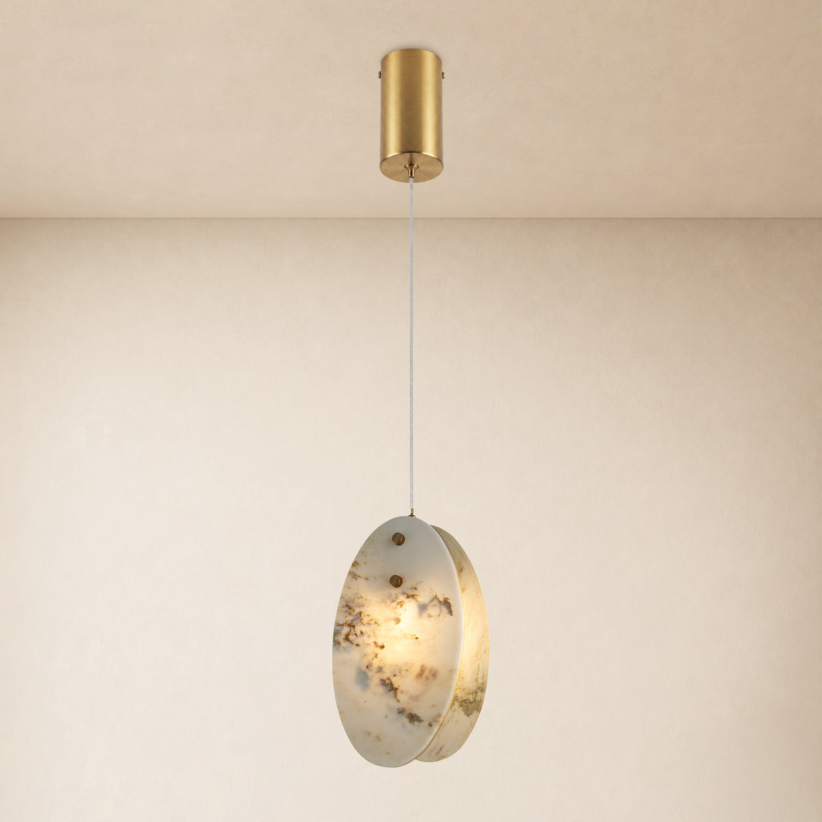 Pietra Marble Oval Pendant Light 5.9"D