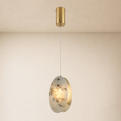 Pietra Marble Oval Pendant Light 5.9"D