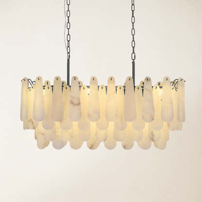 Caldera Alabaster Rectangular Chandelier 40"