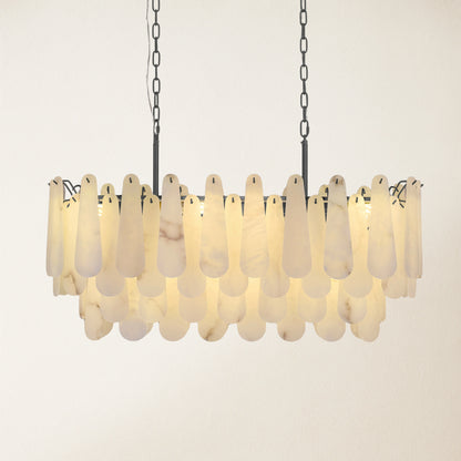 Caldera Alabaster Rectangular Chandelier 40"