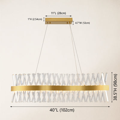 Vetro Prism Crystal Rectangular Chandelier 40"W