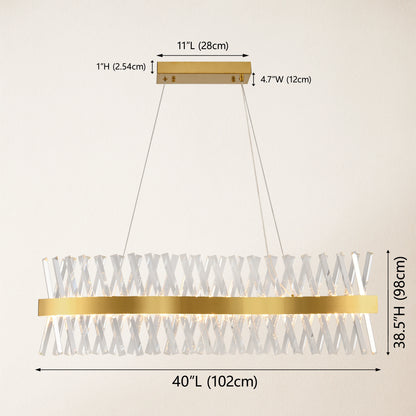 Vetro Prism Crystal Rectangular Chandelier 40"