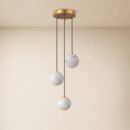 Solindra Resin Alabaster Texture Globe Cascade Chandelier