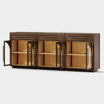 Alvar Arched 91" Oak Sideboard with Drawers(Set of 3)