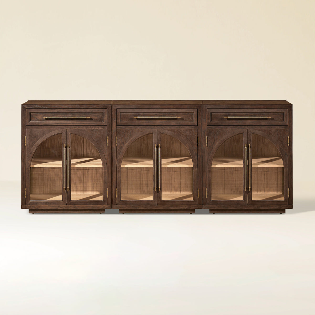 Alvar Arched 91" Oak Sideboard with Drawers(Set of 3)