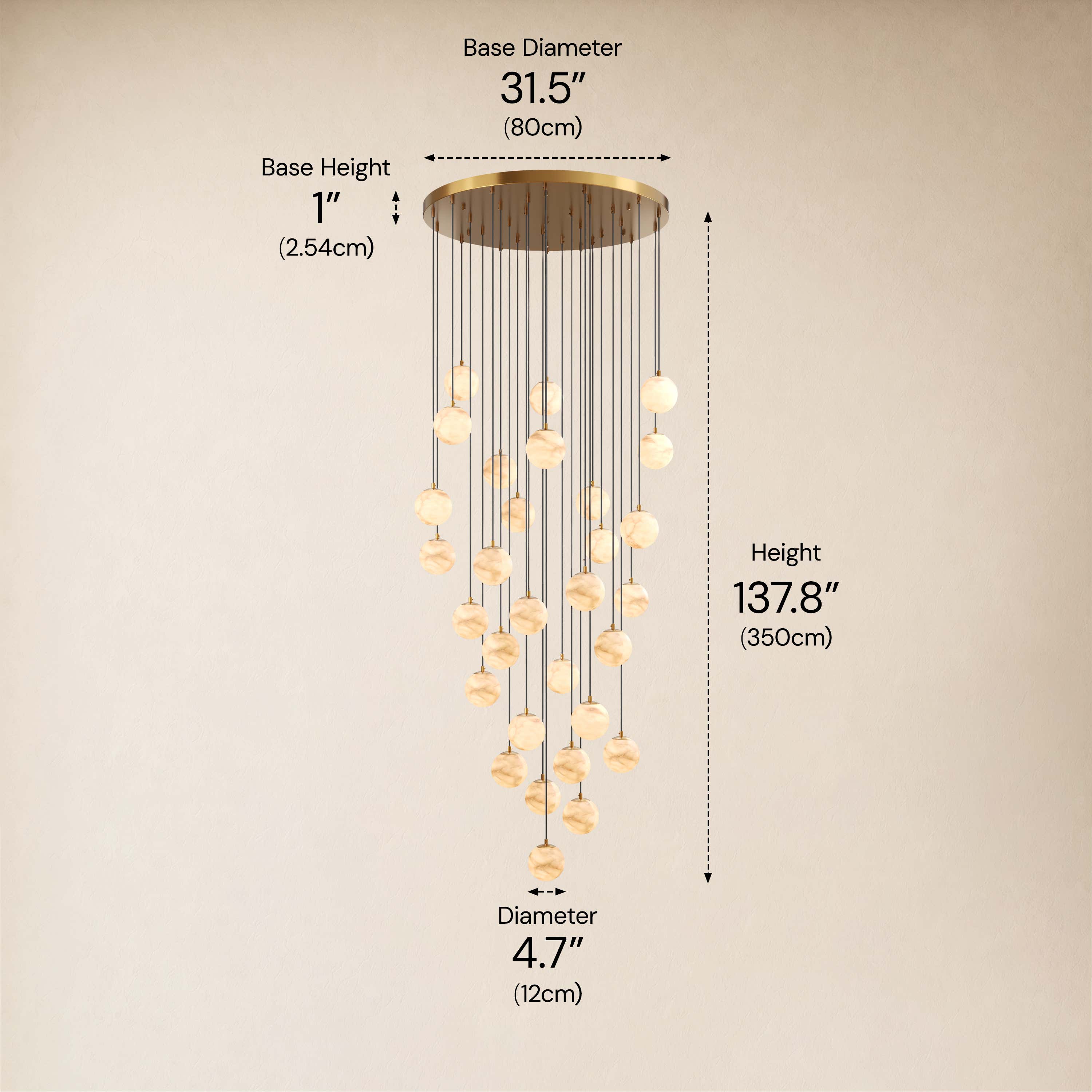 Solindra Resin Alabaster Texture Globe Cascade Chandelier