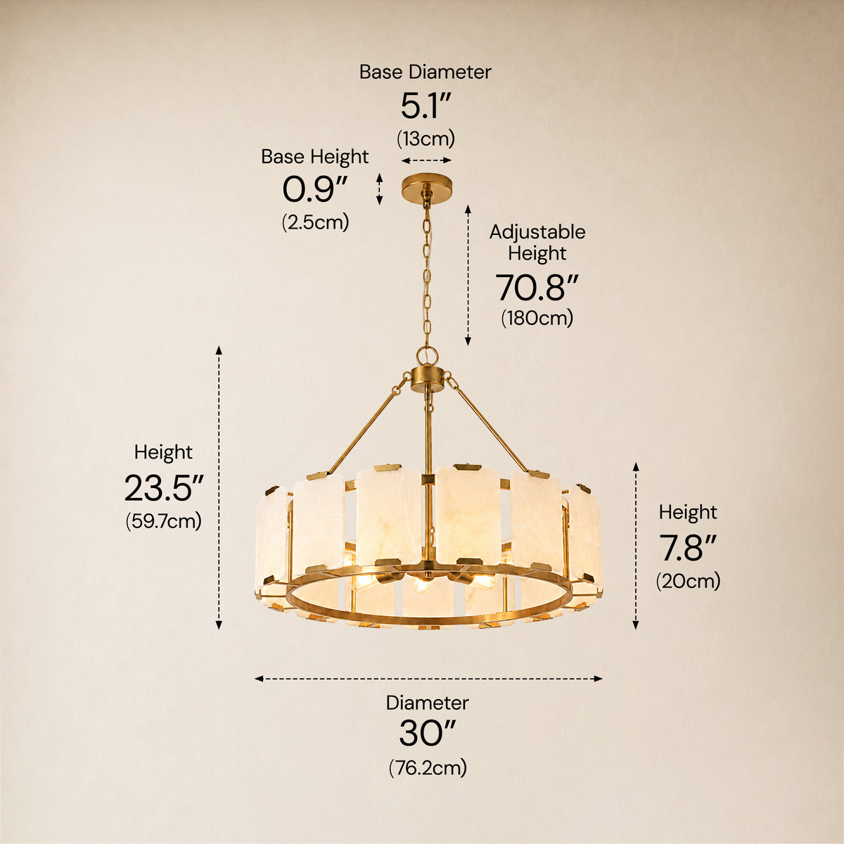 Avenelle Alabaster Round Chandelier 23.6" 30"D