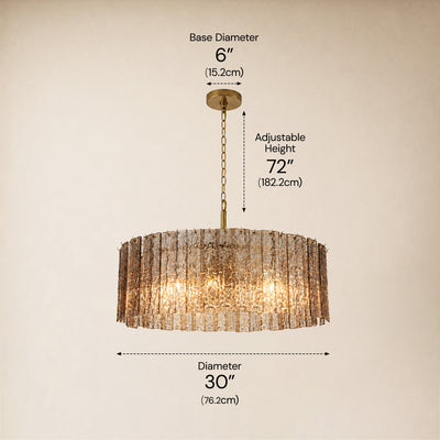 Tavelle Textured Glass Round Chandelier 24" 30"D