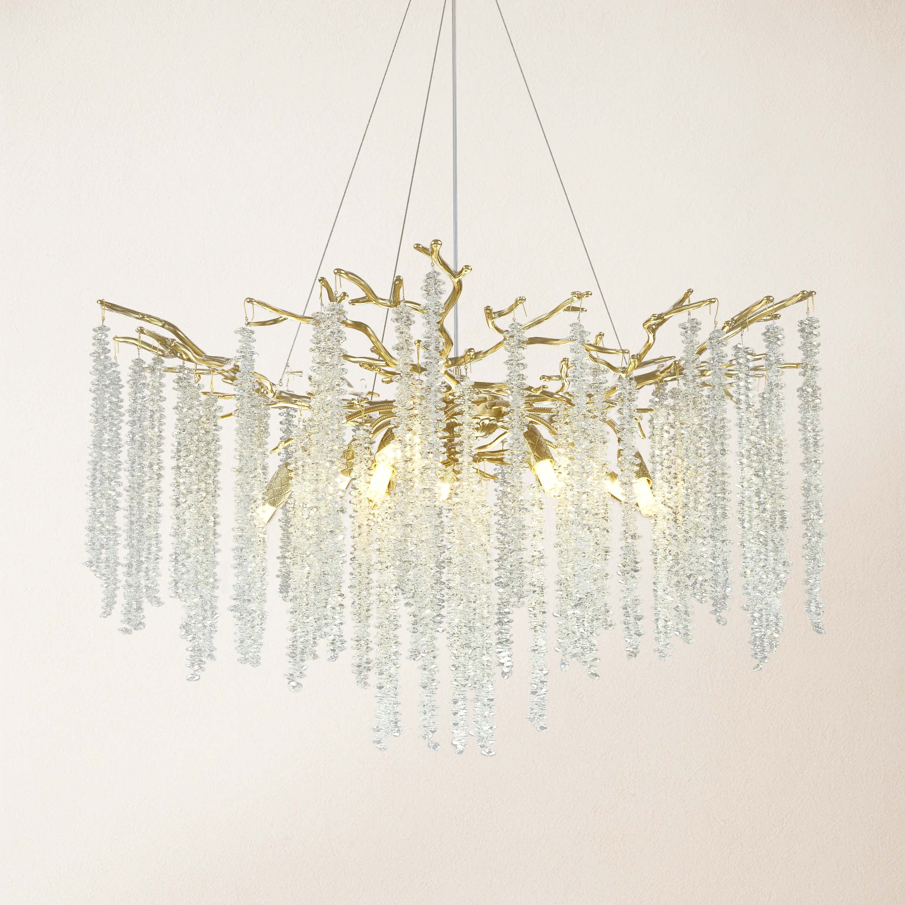Snow Tree Branch Crystal Chandelier 30"D#Finish_Gold