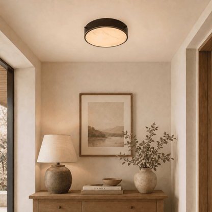Roselyn Alabaster Round Flush Mount 12"D
