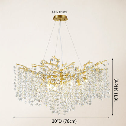 Lustre Branches Crystal Round Chandelier for All Rooms 30"