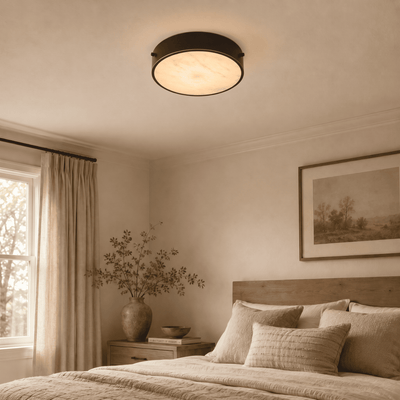 Roselyn Alabaster Round Flush Mount 12"D