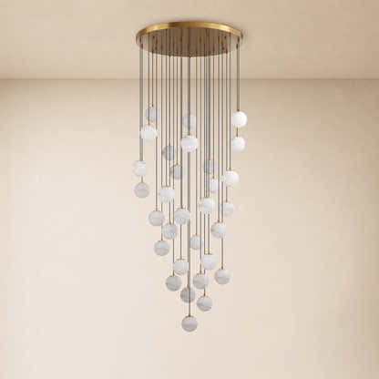 Solindra Resin Alabaster Texture Globe Cascade Chandelier