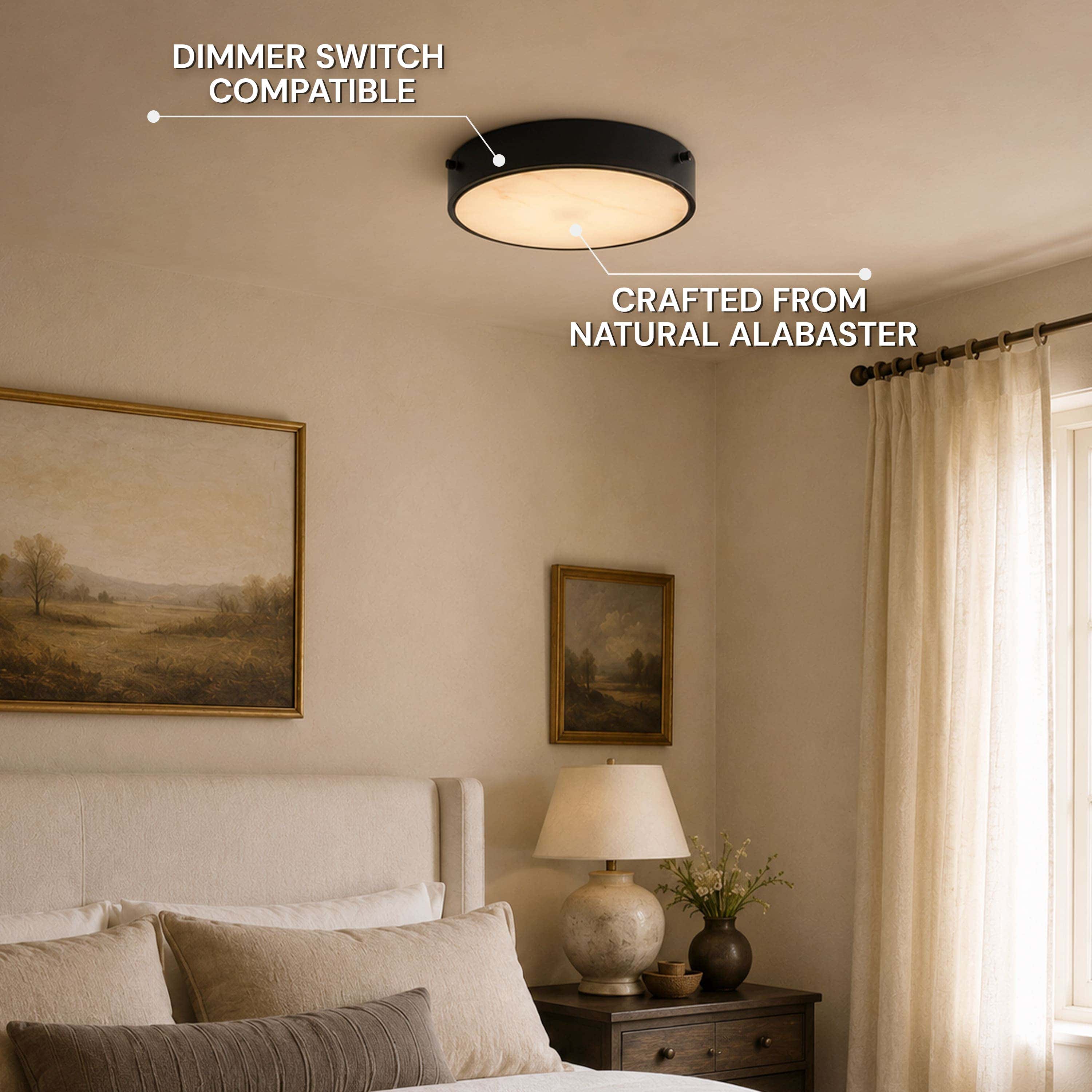 Roselyn Alabaster Round Flush Mount 12"D