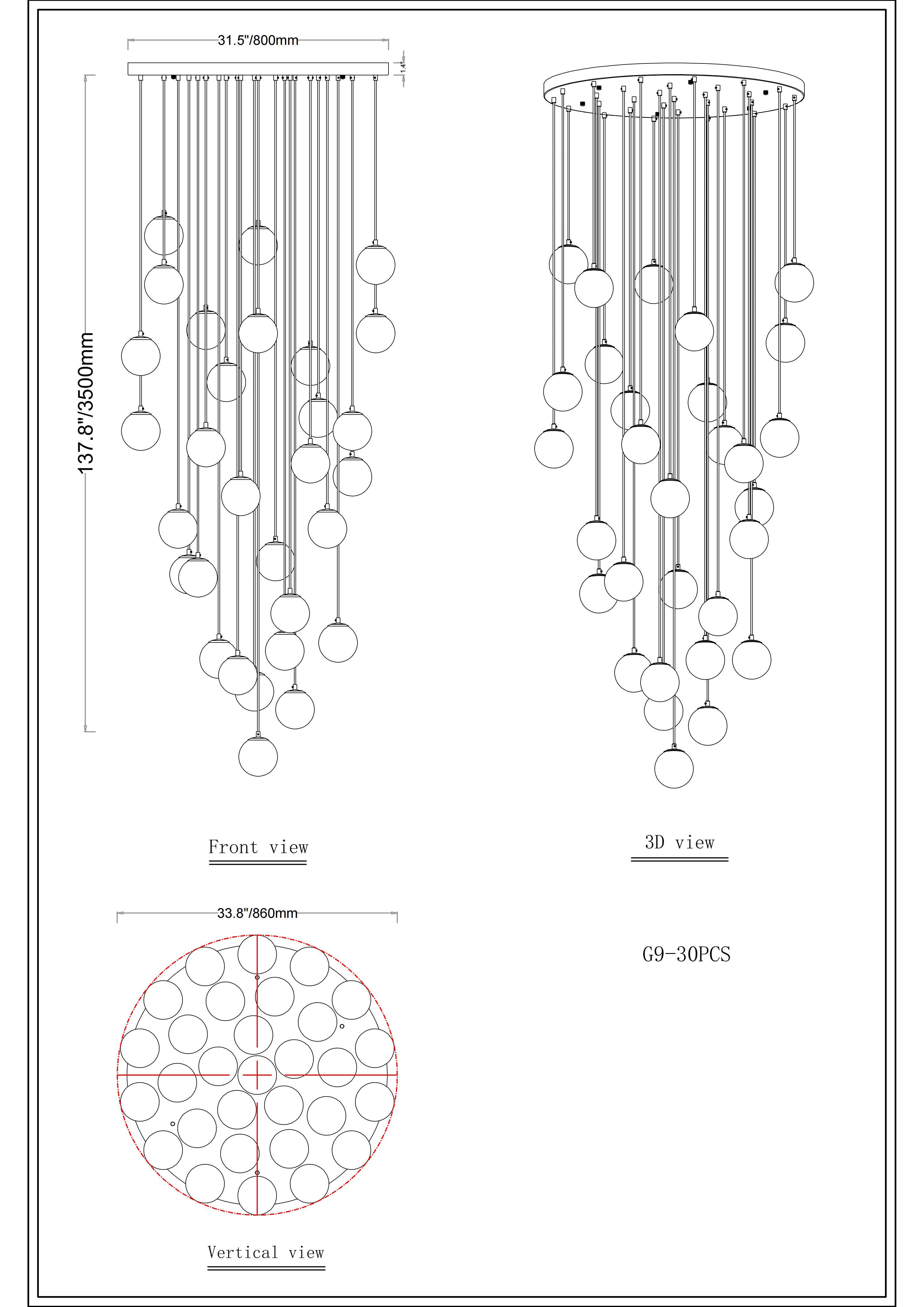 Solindra Resin Alabaster Texture Globe Cascade Chandelier