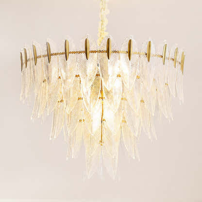 Marilyn Glass Feathers Round Chandelier