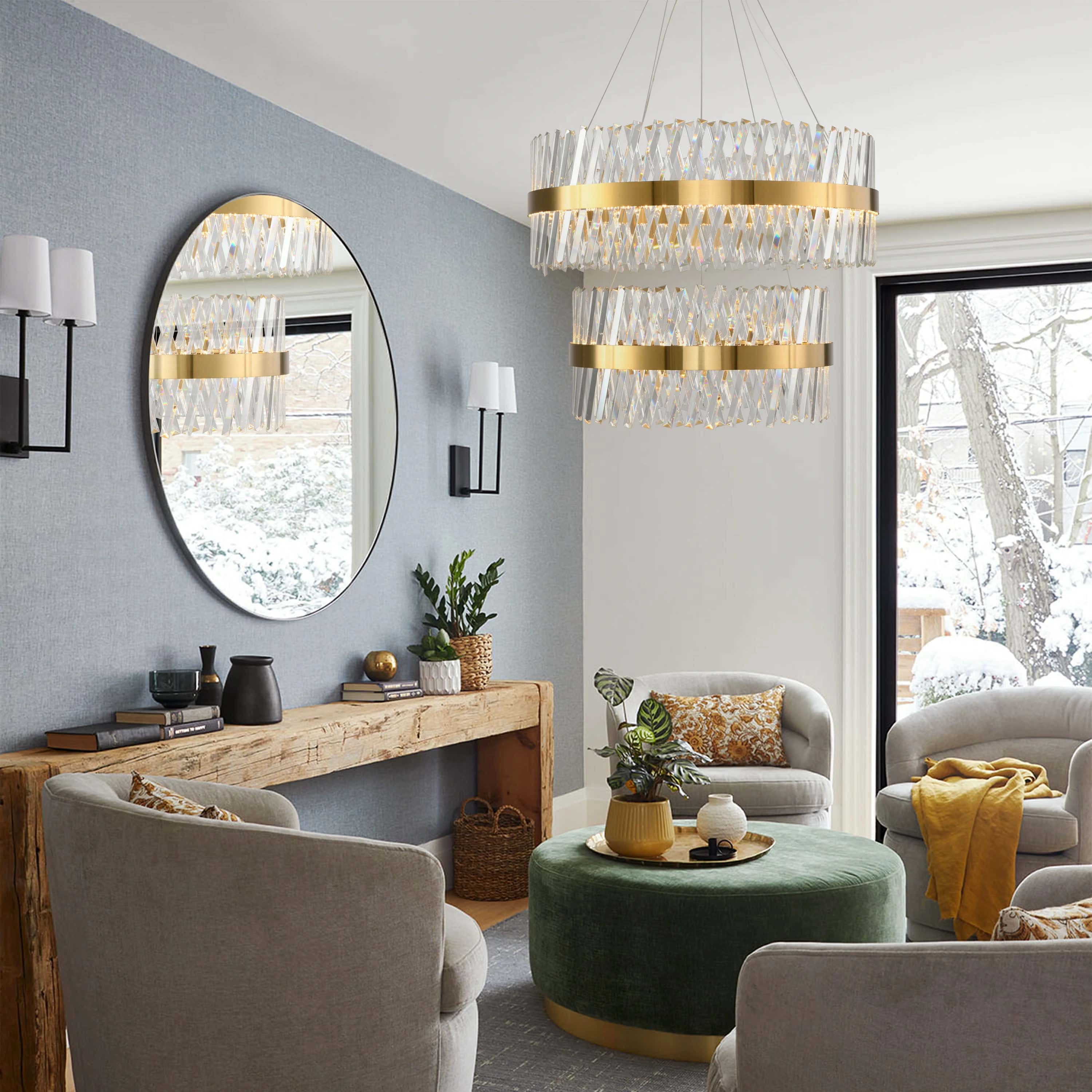 Vetro Prism Crystal 2-Tier Chandelier 32"D