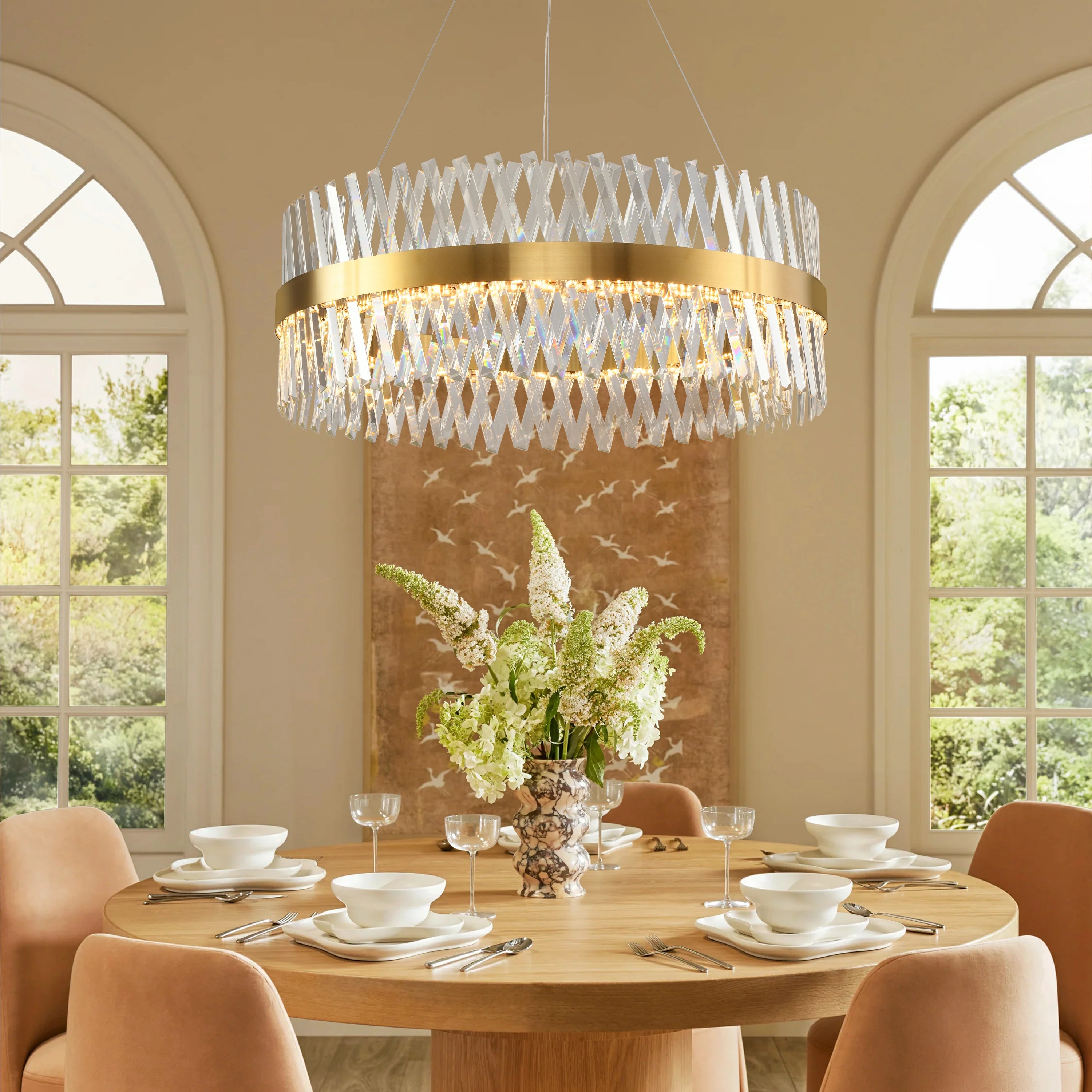Vetro Prism Crystal Round Chandelier 31.5"D