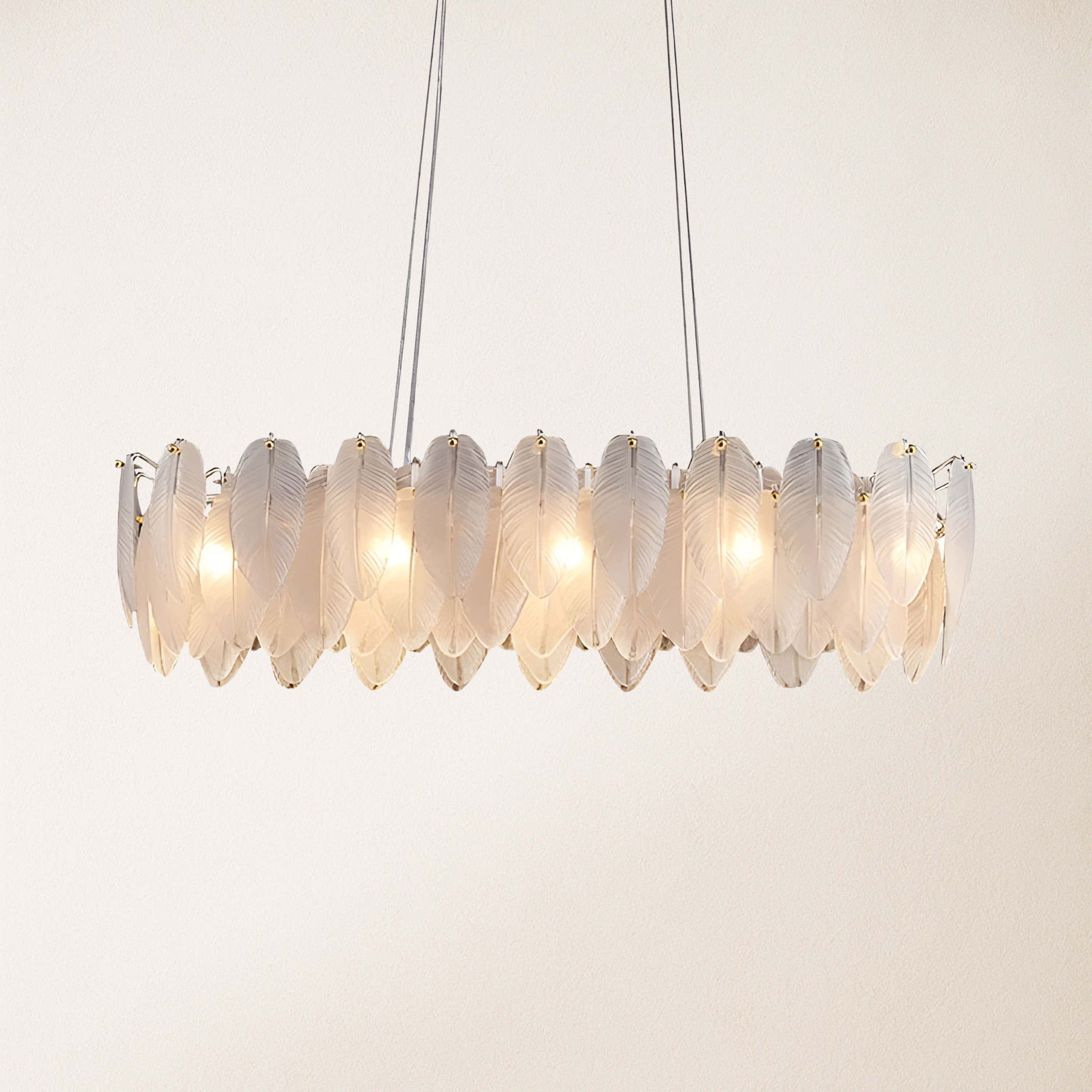 Avelis Glass Feather Linear Chandelier 32"W
