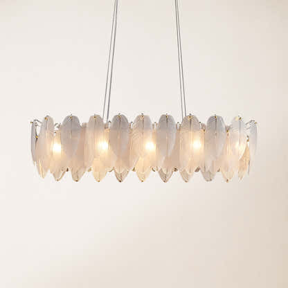 Avelis Glass Feather Linear Chandelier 32"W