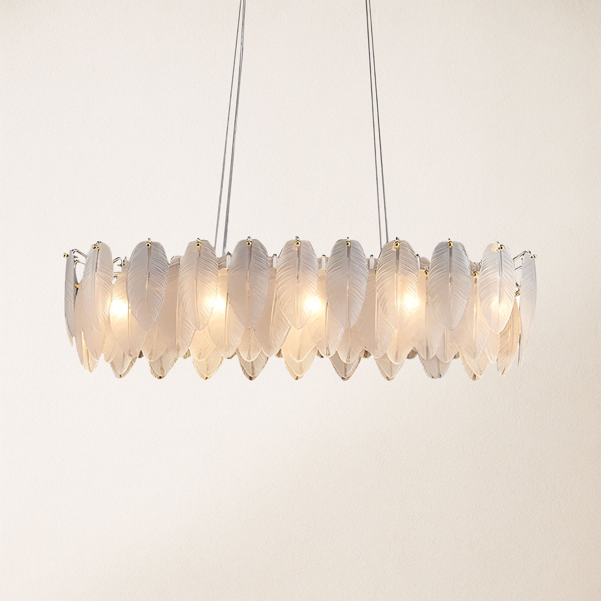 Avelis Glass Feather Linear Chandelier 40"W