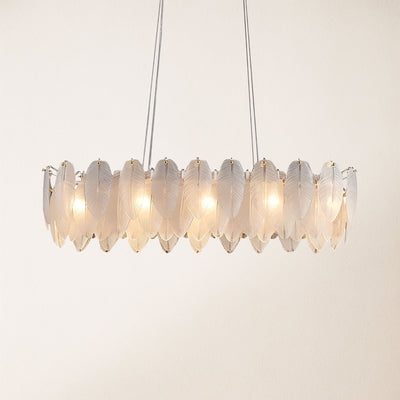 Avelis Glass Feather Linear Chandelier 40"W