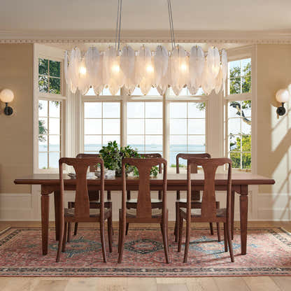 Avelis Glass Feather Linear Chandelier 32"W