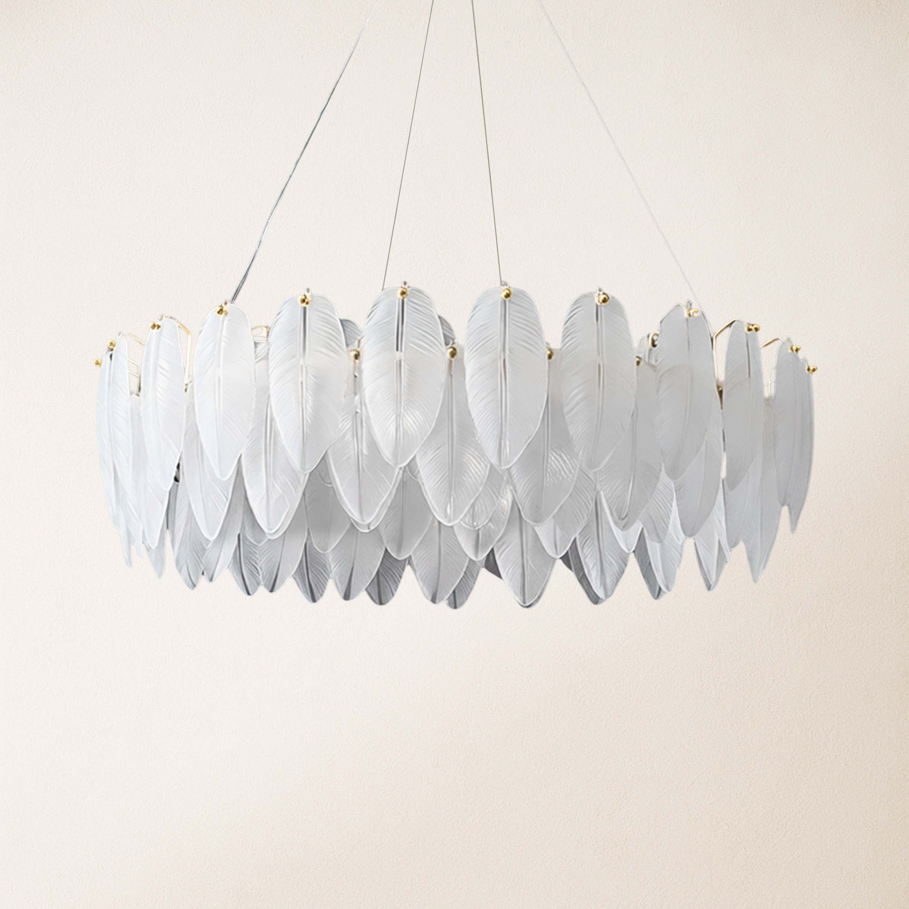 Avelis Glass Feather Round Chandelier 31.5"D