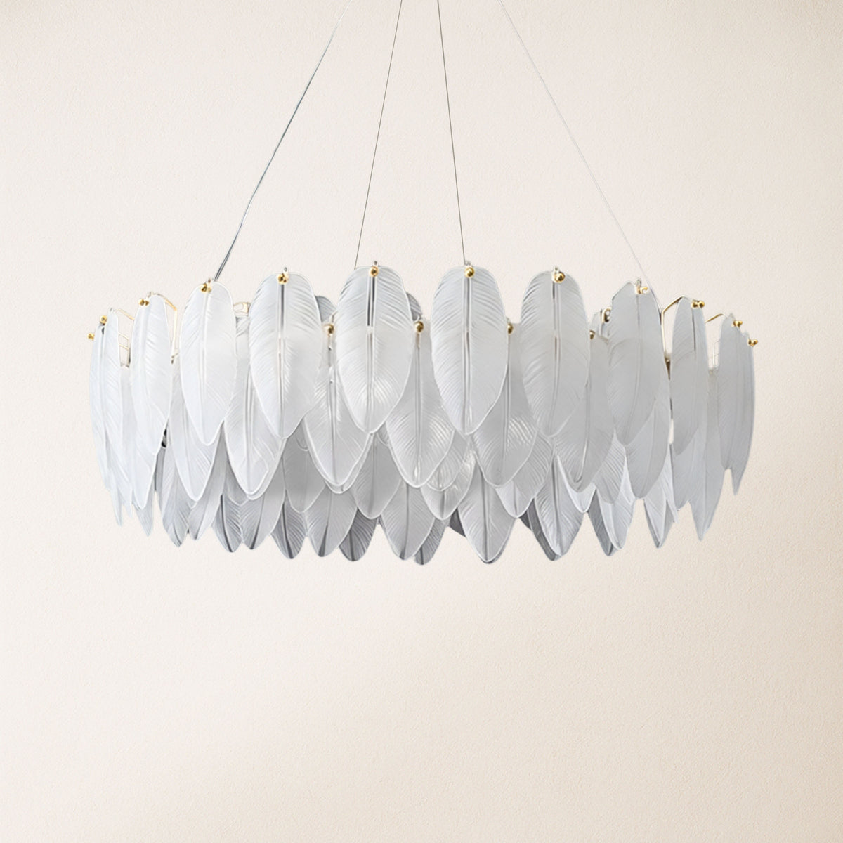 Avelis Glass Feather Round Chandelier 23.6"D