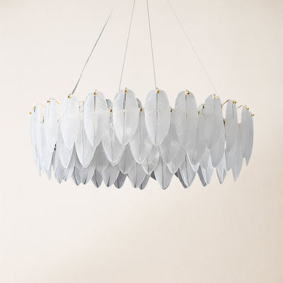 Avelis Glass Feather Round Chandelier 23.6"D