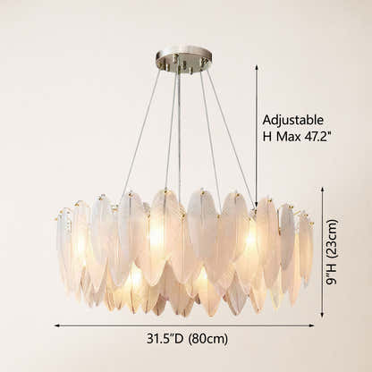 Avelis Glass Feather Round Chandelier 31.5"D