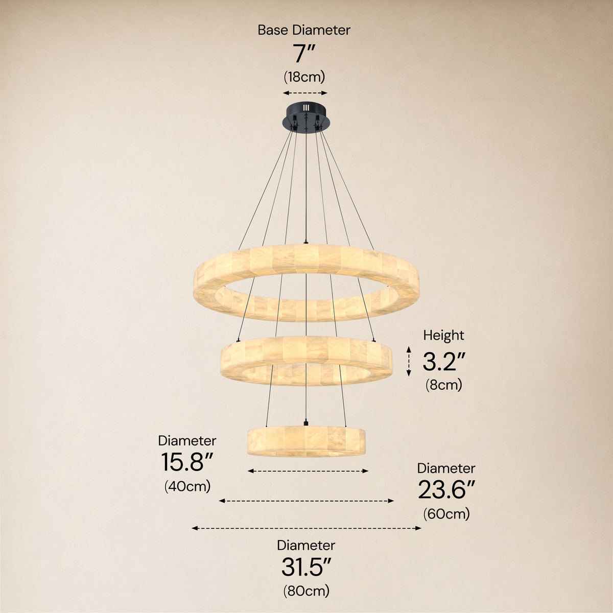 Soluna Alabaster 3 Tiered Custom Round Chandelier
