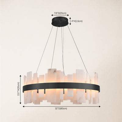 Nocturne Alabaster Round Chandelier 32"