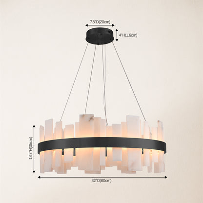 Nocturne Alabaster Round Chandelier 32"