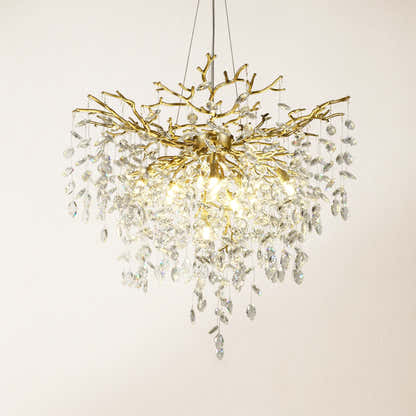 Frostleaf Crystal Grand Cascade Branches Chandelier 32"D
