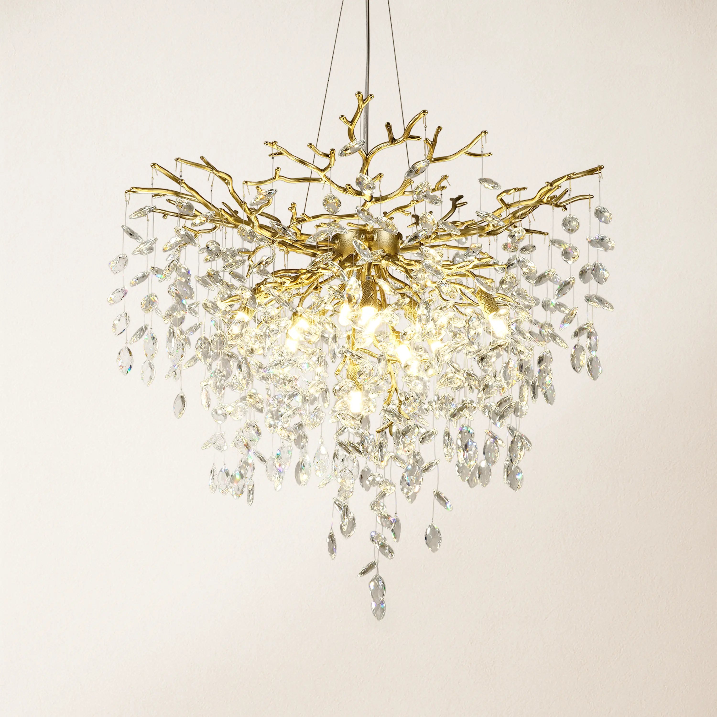 Frostleaf Crystal Grand Cascade Branches Chandelier 32"
