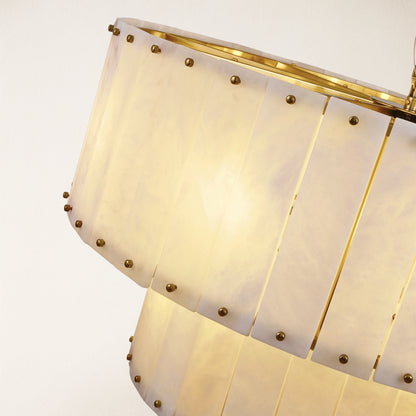 Nivislight Alabaster 2-Tier Round Chandelier 32"