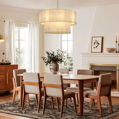 Nivislight Alabaster 2-Tier Round Chandelier 32"