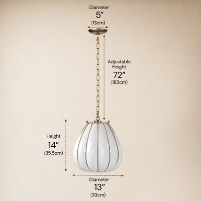 Caelvori Glass Ribbed Lantern Pendant 13" 17"D 