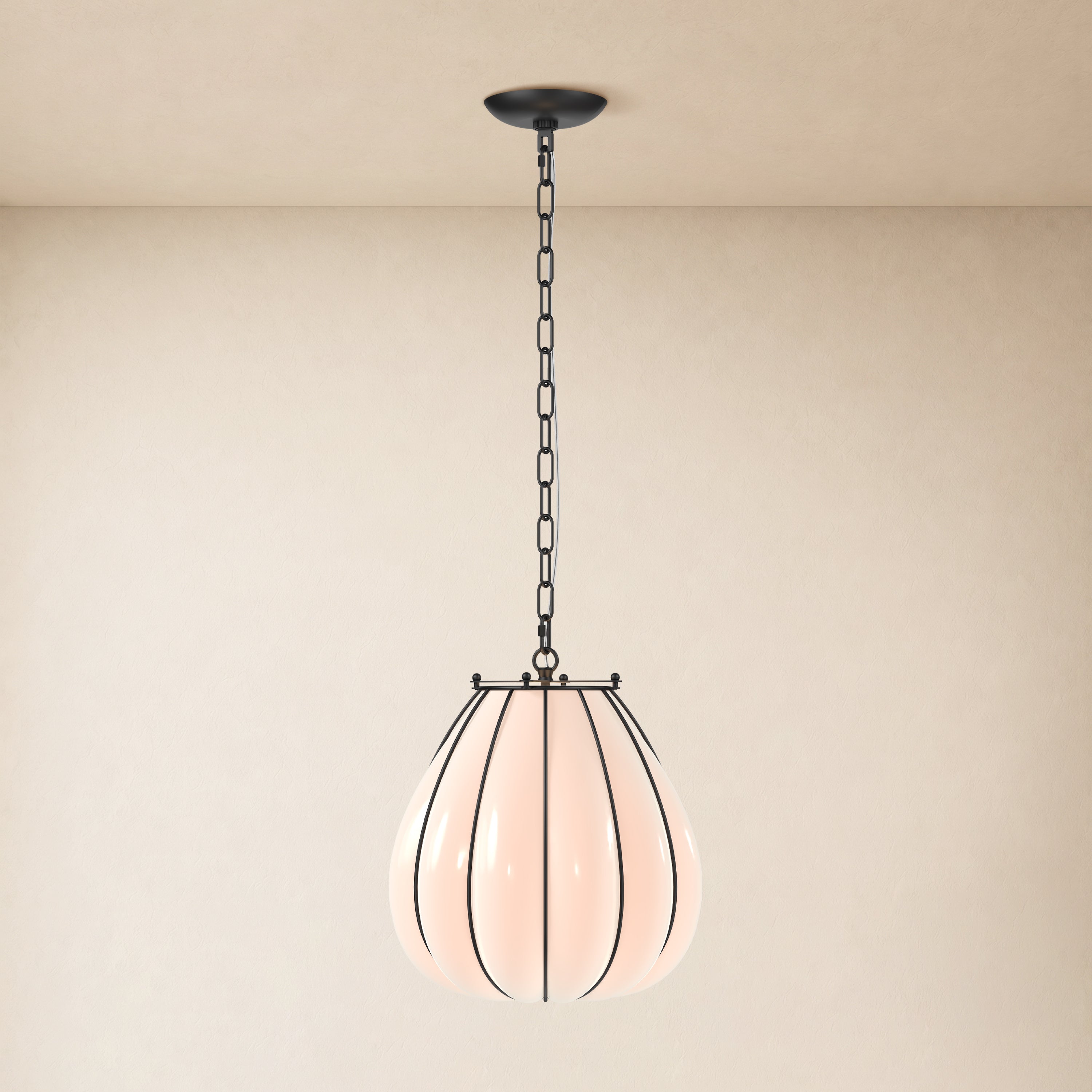 Caelvori Glass Ribbed Lantern Pendant 13" 17"D 