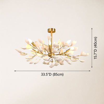 Twilight Branches Ceramic Ginkgo Chandelier 33.5"D