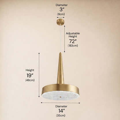 Pietra Lume White Marble Cone Pendant 14"D