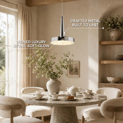 Pietra Lume White Marble Cone Pendant 14"D