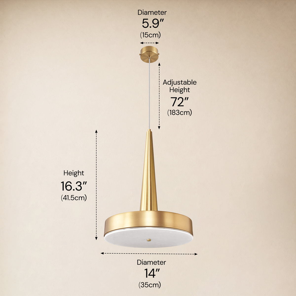 Pietra Porcelain White Marble Cone Pendant 14"D
