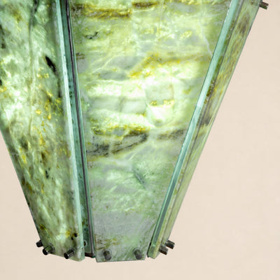 Pietra Green Marble Faceted Lantern Chandelier 13.7"D