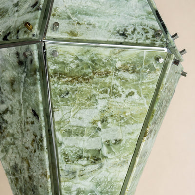Pietra Green Marble Faceted Lantern Chandelier 13.7"D